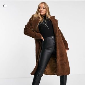 Long Teddy Sherpa Trench Coat Size 10